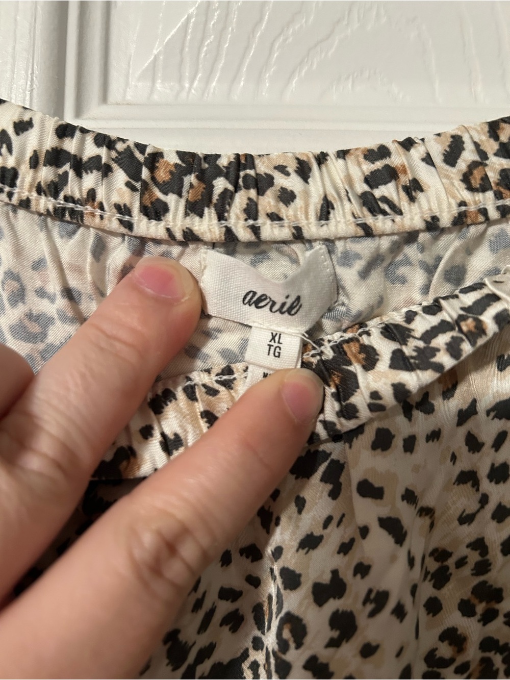 aerie satin slip midi maxi slit lace trim skirt cheetah leopard print cream xl - Picture 5 of 7